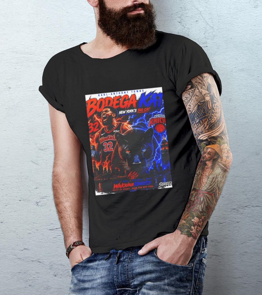 Bodega KAT Karl Anthony Towns Wakaina Knicks 2026 New York's Big Cat 32 T-Shirt