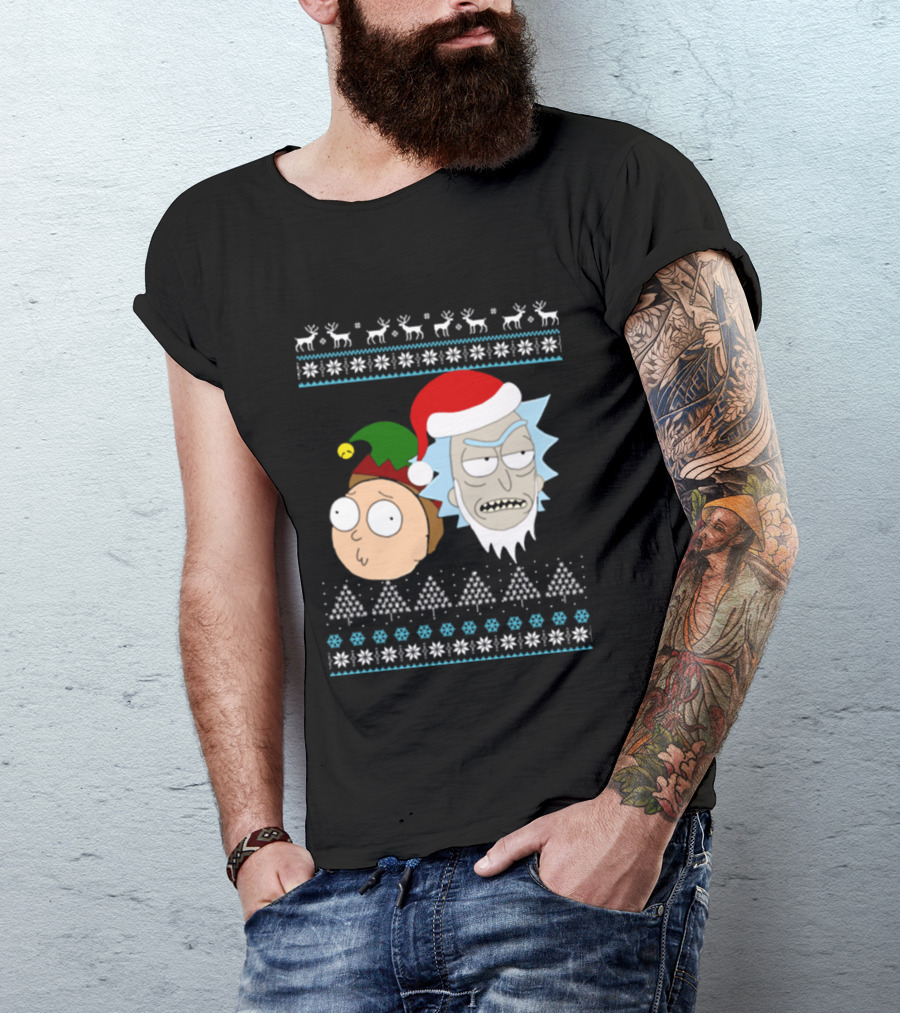 Rick Santa Morty Elf Christmas Sweater T-Shirt