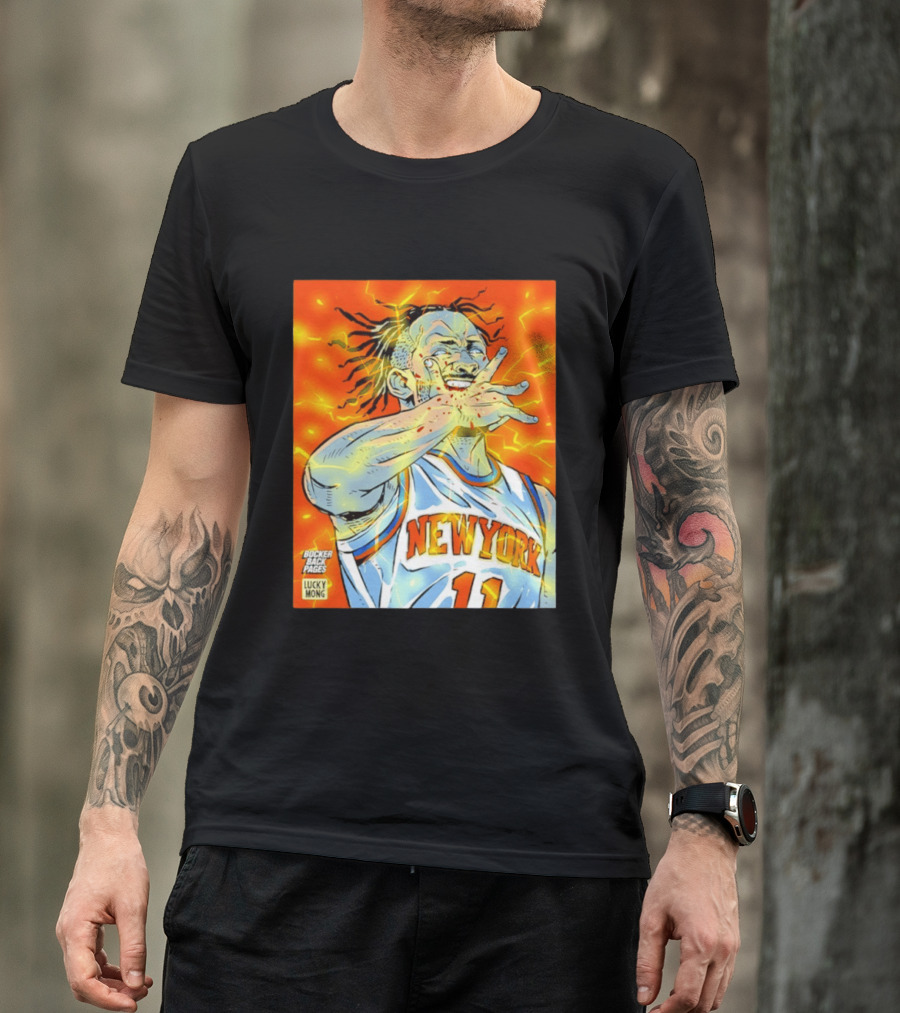 New York Knicks Jalen Brunson Comic Bite By Bocker Back Pages Lucky Mong T-Shirt