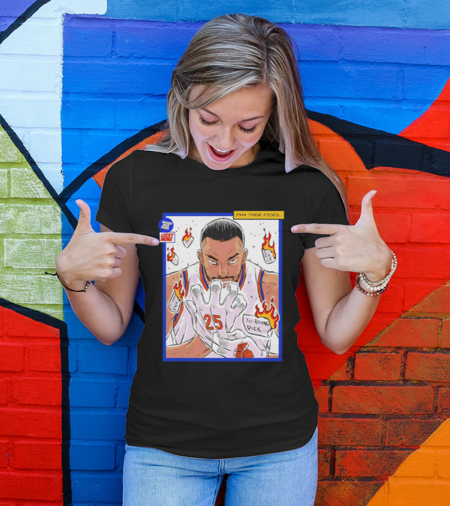 Lucky Mong Knicks Mikal Bridges Comic 25 Flames 1st Round Picks T-Shirt