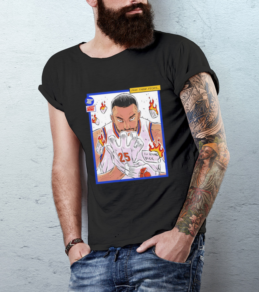 Lucky Mong Knicks Mikal Bridges Comic 25 Flames 1st Round Picks T-Shirt