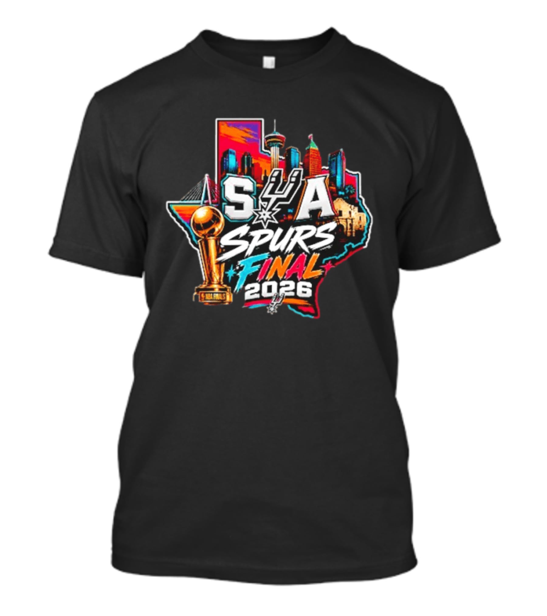 San Antonio Spurs 2026 Final Trophy Texas Skyline SA Spurs T-Shirt