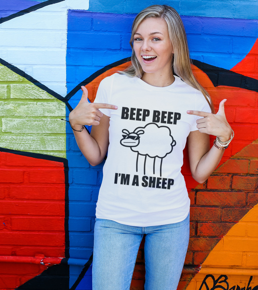 ASDFMOVIE10 Beep Beep I'm A Sheep Racerback Tank T-Shirt