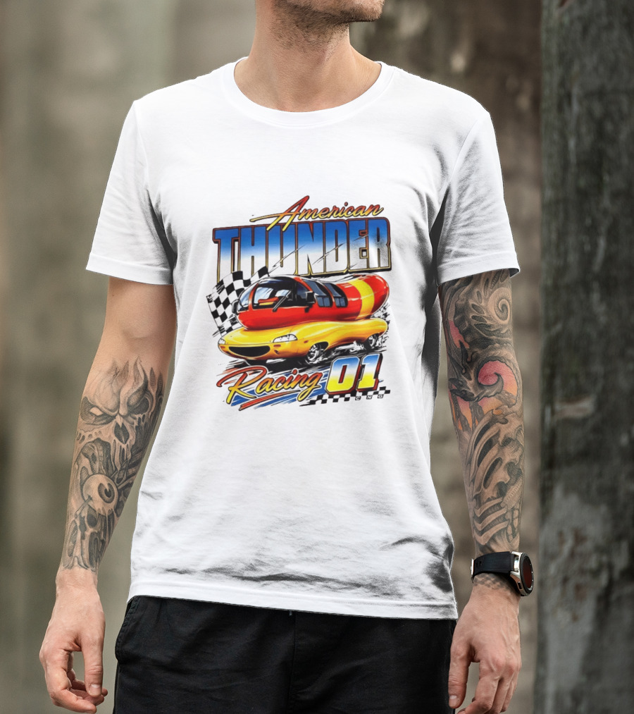 Oscar Mayer American Thunder Racing 01 Car Checkered Flag T-Shirt