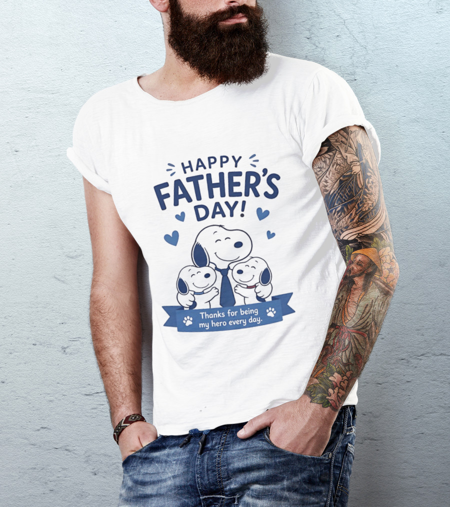 Snoopy Peanuts Happy Father's Day Thanks For Being My Hero Every Day T-Shirt
