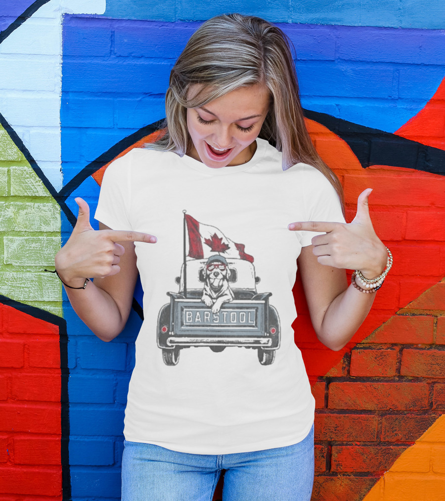 Barstool Truck Life Canadian Flag Dog T-Shirt