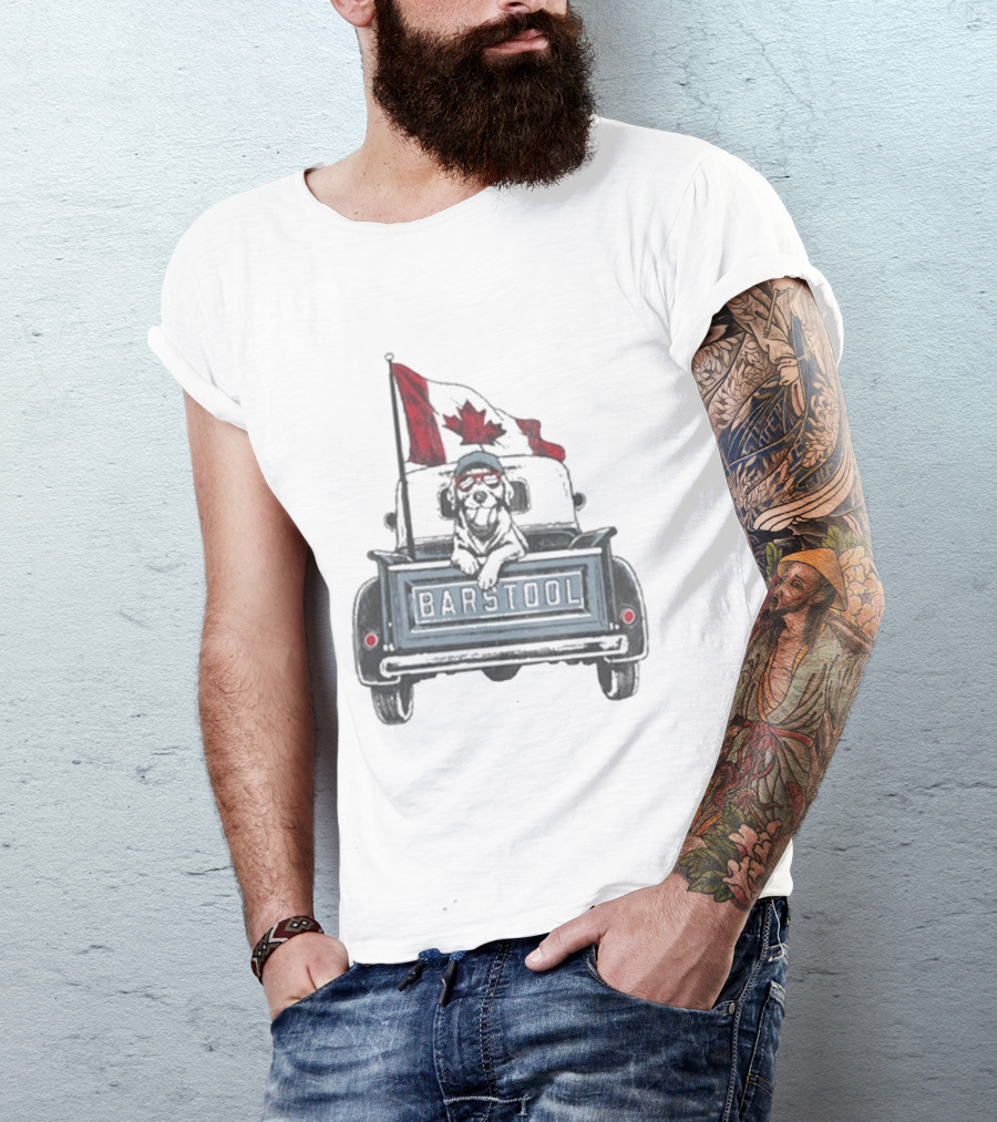 Barstool Truck Life Canadian Flag Dog T-Shirt