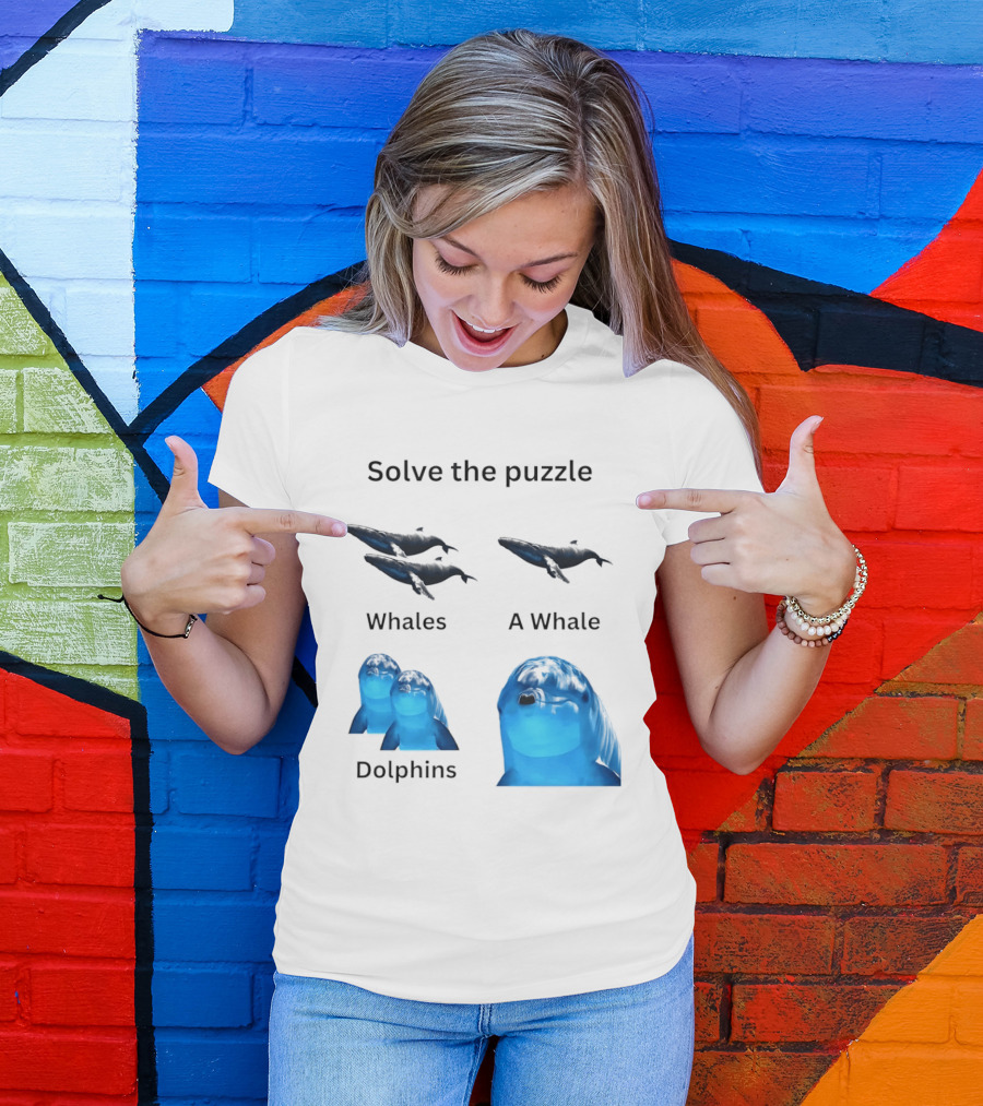 Solve The Puzzle Whales A Whale Dolphins Wordplay T-Shirt