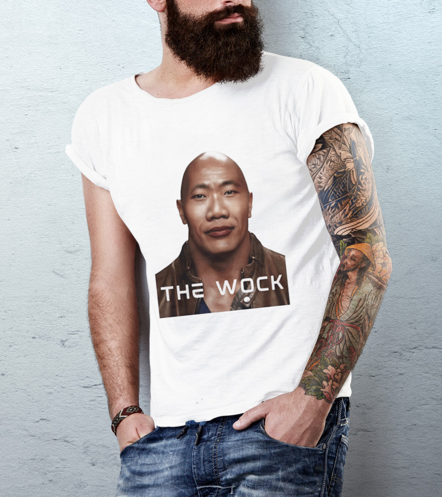 The Wock Parody Face Mashup The Rock And Wok T-Shirt