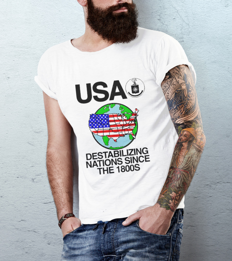 USA Destabilizing Nations Globe Map Theme Since The 1800s T-Shirt