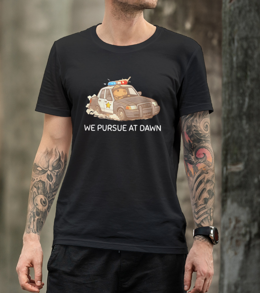Capybara Police Car We Pursue At Dawn T-Shirt