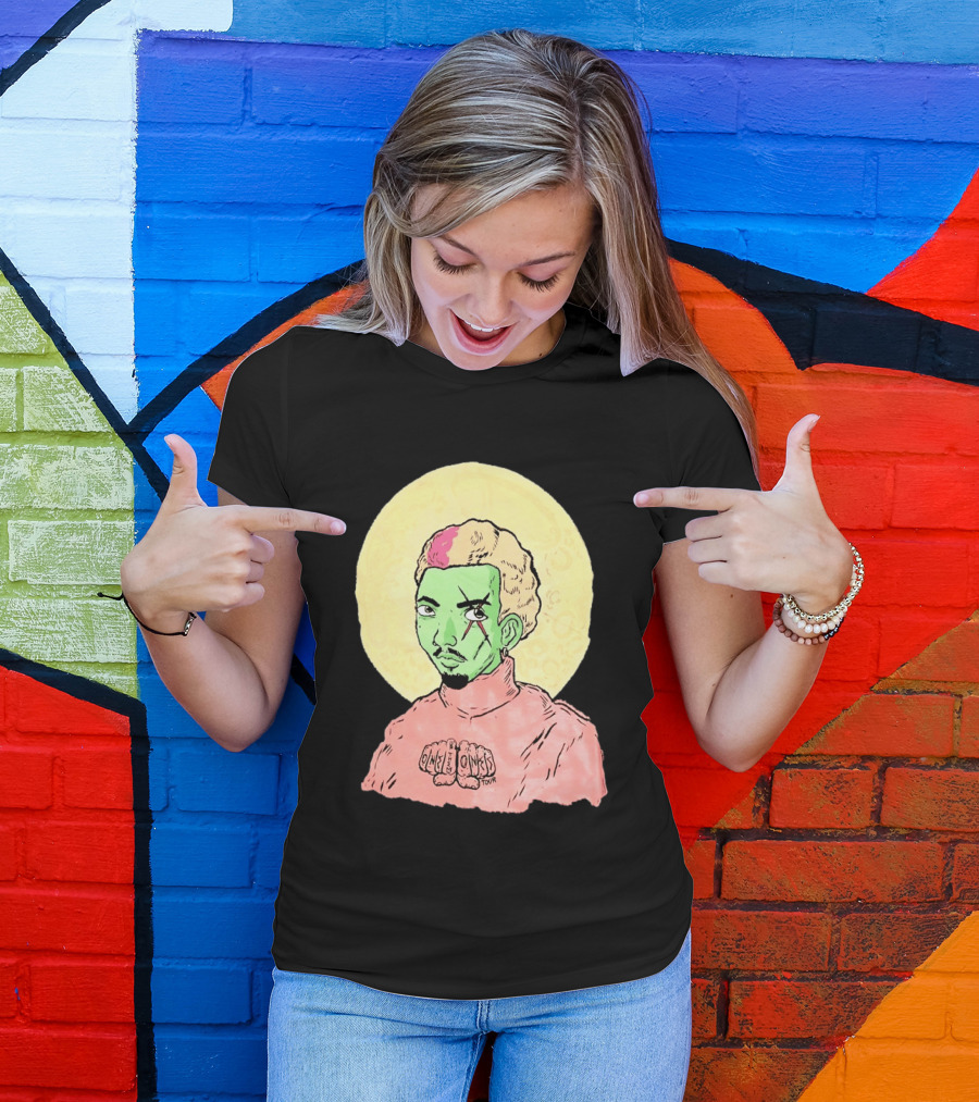 Chris Brown One Of Them Ones Tour 2026 Green Face Pink Hair Halo T-Shirt