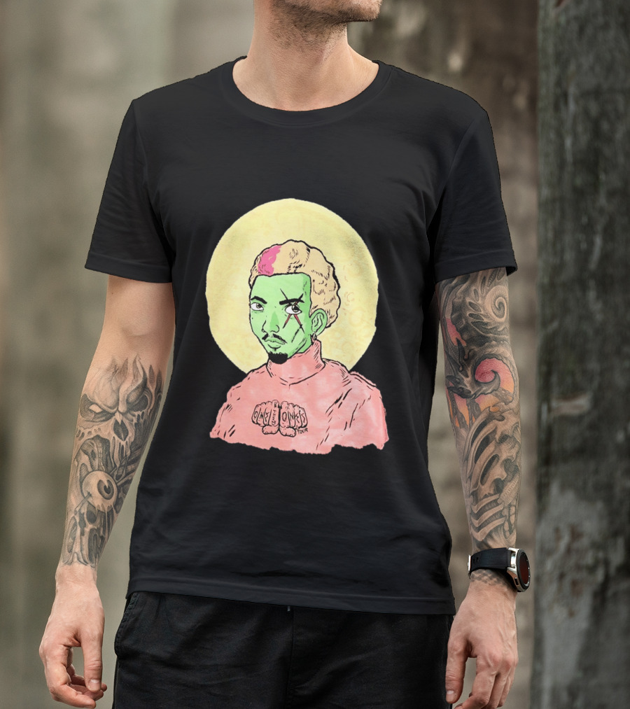 Chris Brown One Of Them Ones Tour 2026 Green Face Pink Hair Halo T-Shirt