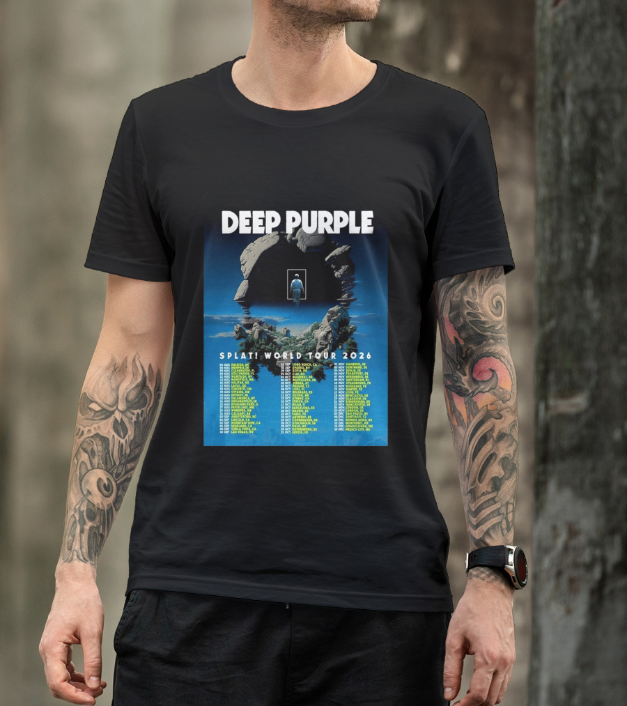 Deep Purple Splat World Tour 2026 Schedule And Dates Raleigh To Mexico City T-Shirt