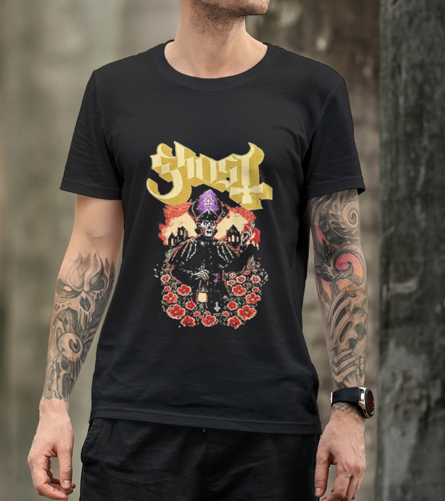Ghost Band Summer 2026 Exclusive Peace Field Skeleton Priest And Floral T-Shirt