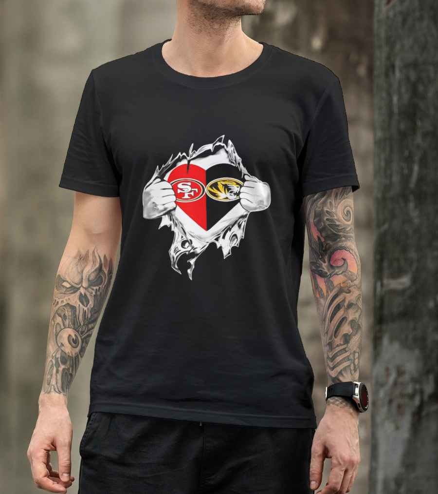 Missouri Tigers San Francisco 49ers Heart Logo Fan Passion T-Shirt