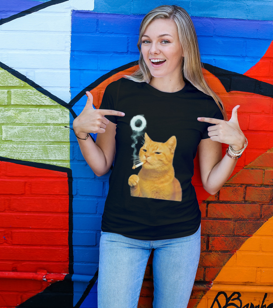 Smoking Cat With Cigarette And Smoke Ring T-Shirt