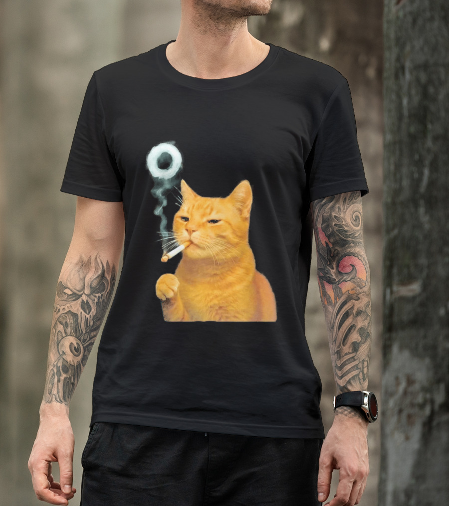 Smoking Cat With Cigarette And Smoke Ring T-Shirt