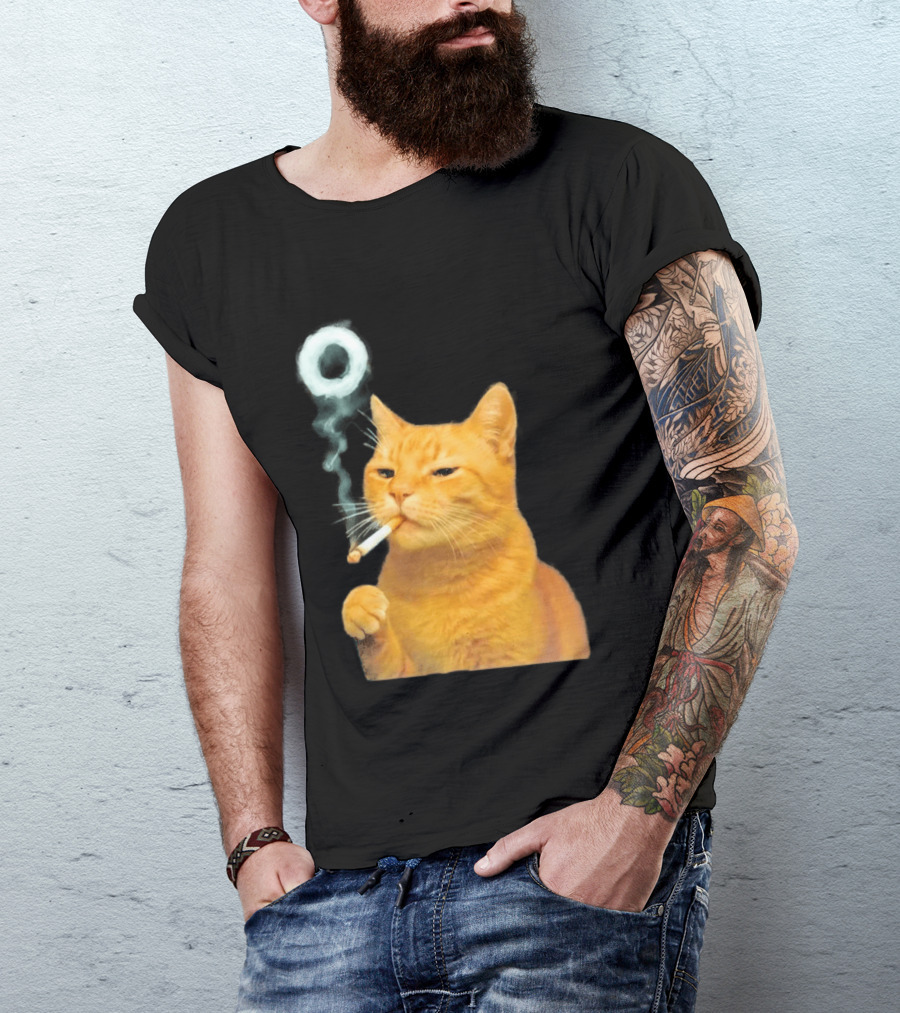 Smoking Cat With Cigarette And Smoke Ring T-Shirt