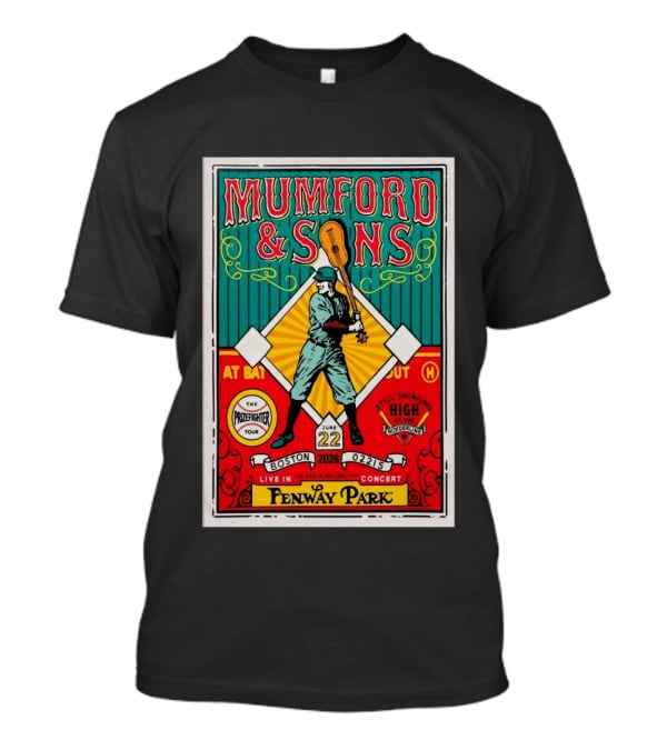 Mumford & Sons The Prizefighter Tour June 22 2026 Fenway Park Boston Concert T-Shirt
