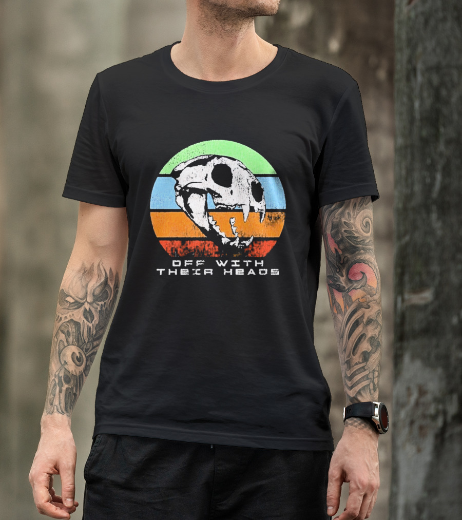 Off With Their Heads Skull Rainbow Stripes T-Shirt