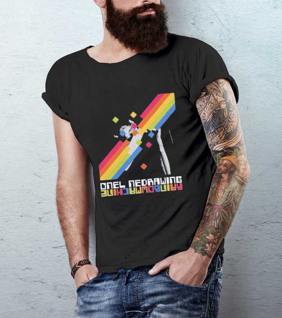 Onelinedrawing Rainbowmachine Colorful Abstract Blocks T-Shirt
