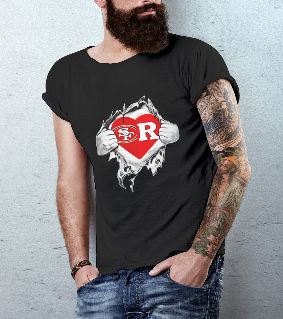 San Francisco 49ers Rutgers Scarlet Knights Heart Scratch Passion T-Shirt