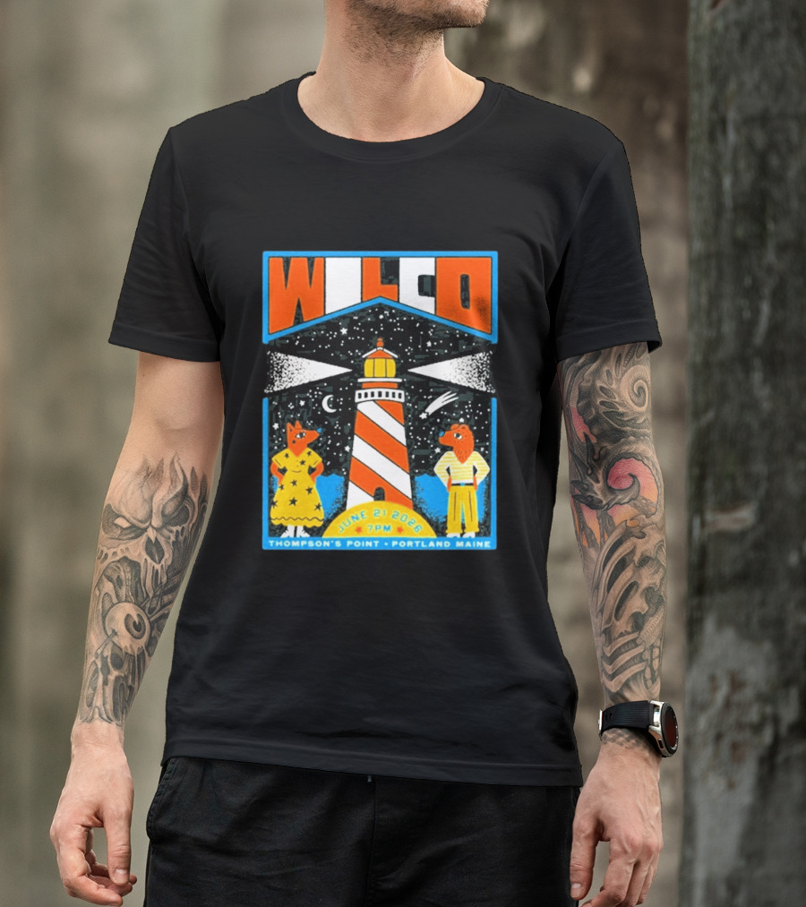 Wilco June 21 2026 Thompson's Point Portland Maine Lighthouse Concert Tour T-Shirt