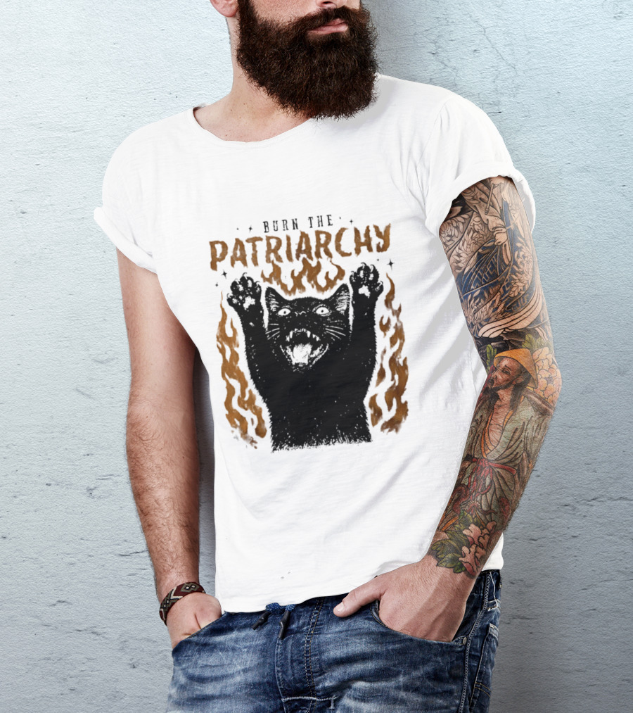 Burn The Patriarchy Feminism Cat Empowerment T-Shirt