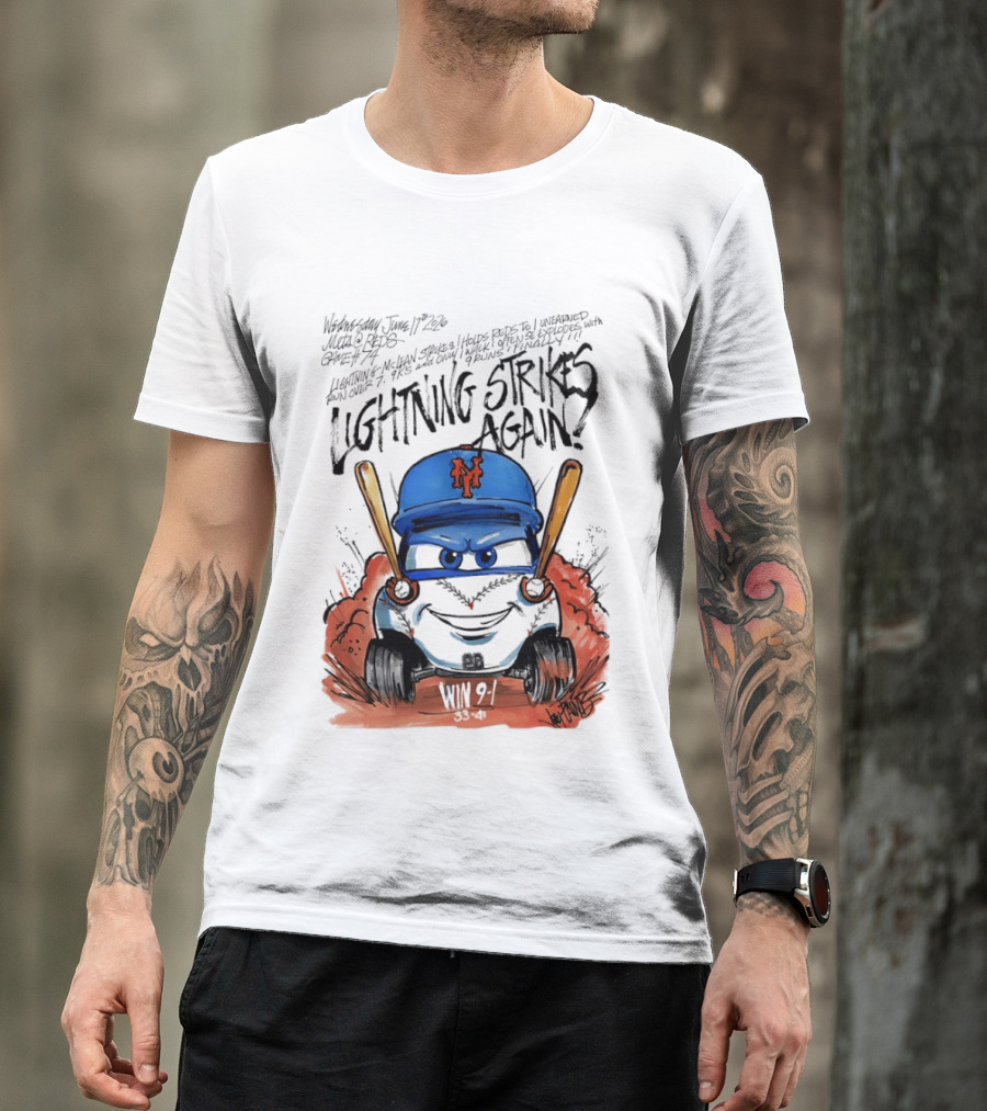 Mets Nolan McLean Baseball Lightning Strikes Again June 17 NYC T-Shirt