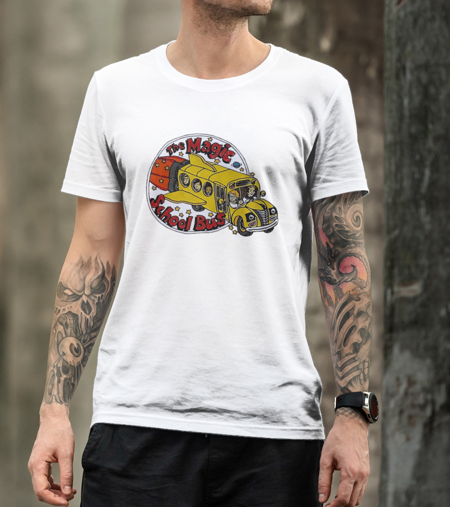 The Magic School Bus Ms Frizzle Arnold Class Characters Cartoon Rocket Bus T-Shirt