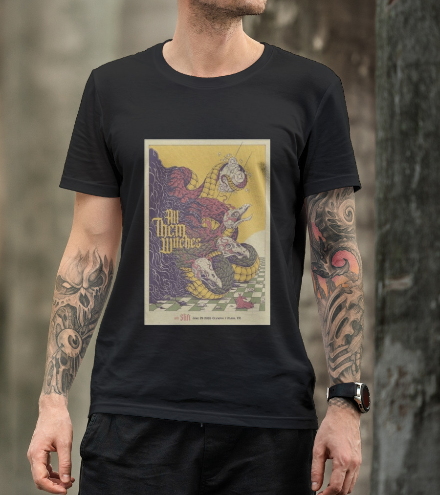 All Them Witches Slift June 29 2026 Olympia Paris FR Serpent Creature Checkerboard T-Shirt