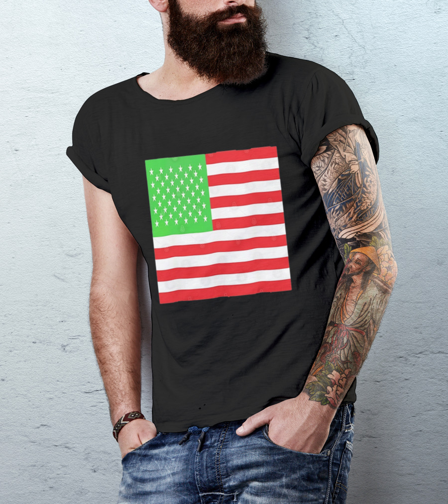 American Flag Green And Red Color Variant Stars And Stripes T-Shirt