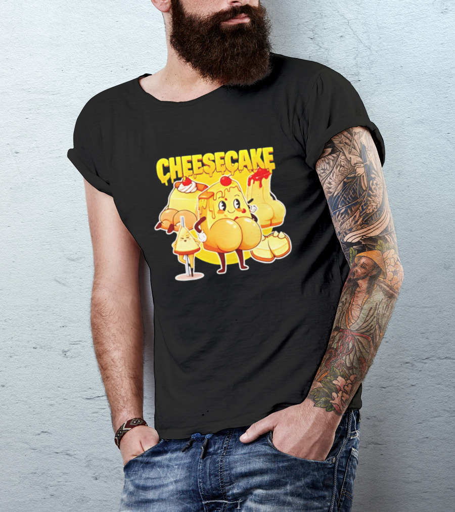 Cheesecake Delicious Cartoon Characters With Cherry And Whipped Cream T-Shirt