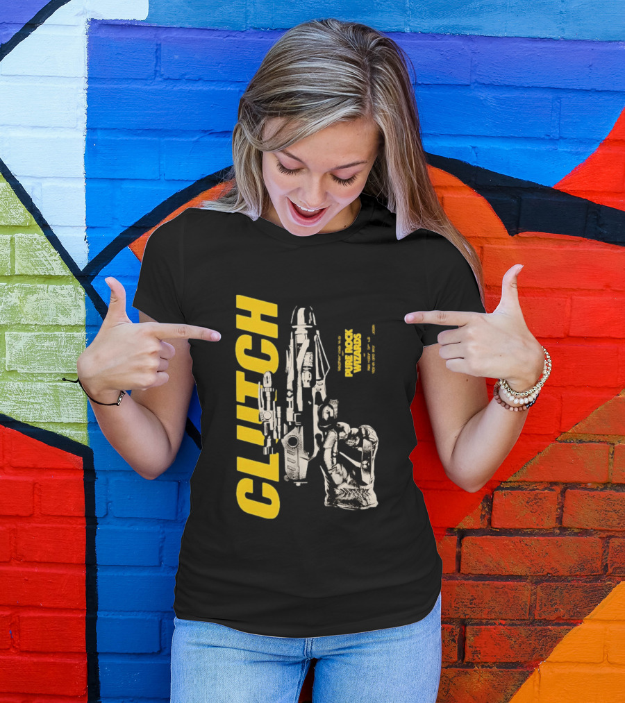 Clutch Pure Rock Wizards Tour Retro Sci Fi Mechanical Arm T-Shirt