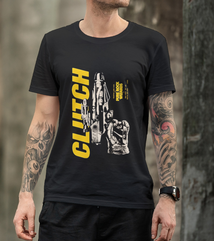 Clutch Pure Rock Wizards Tour Retro Sci Fi Mechanical Arm T-Shirt