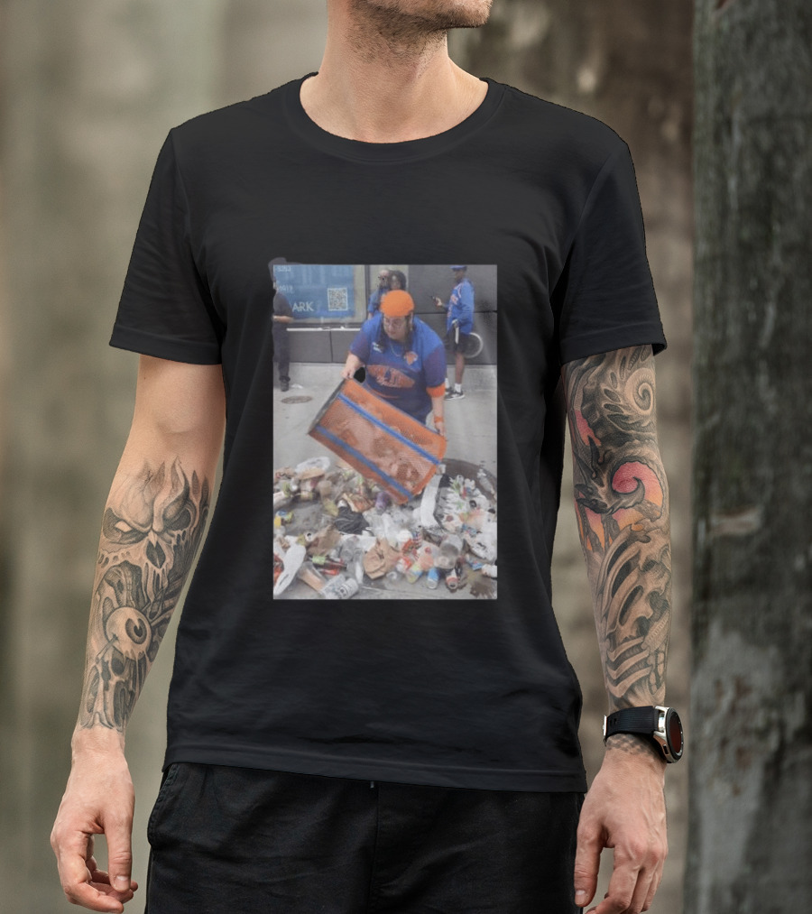 Knicks Dei Angie Trashcan Cleanup Team Fan Spirit Trash Pile T-Shirt