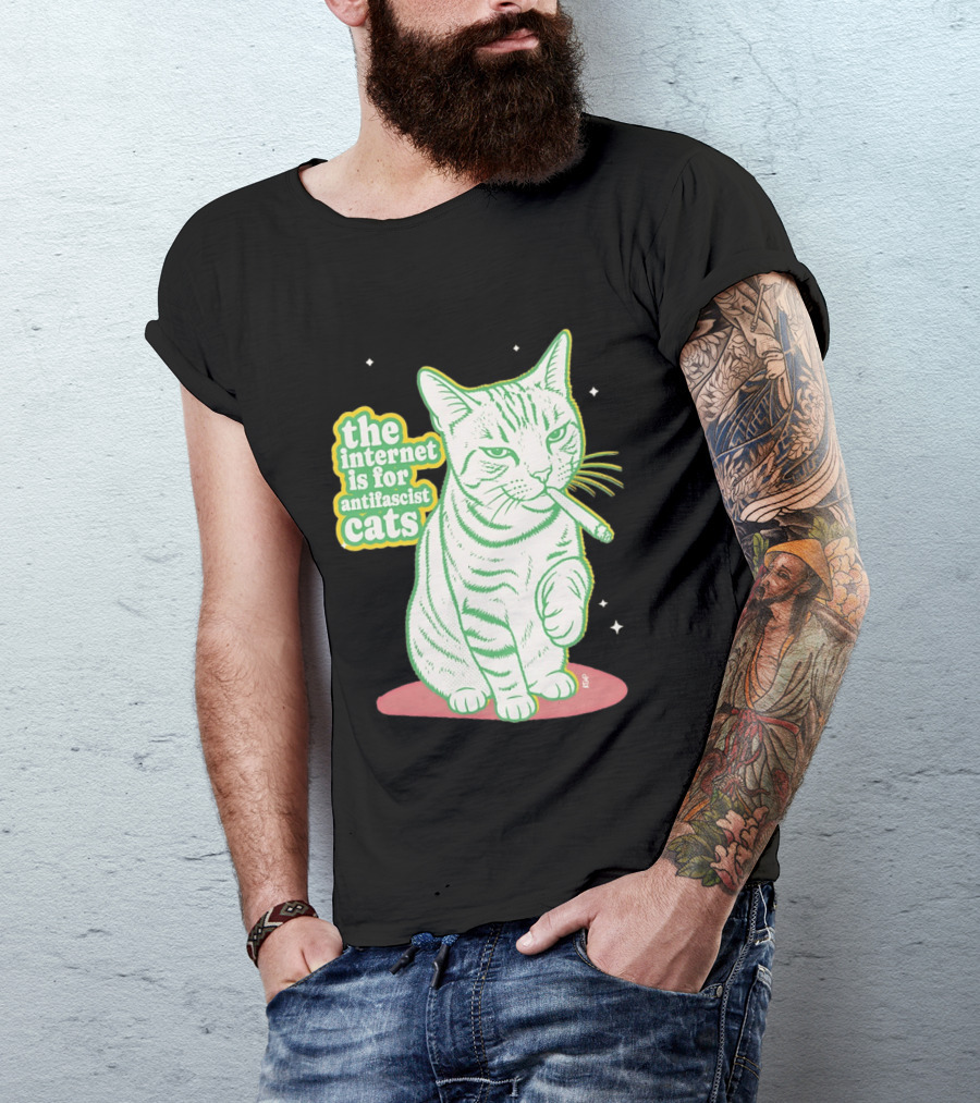 Antifascist Cats Internet Humor Smoky Cat Relaxation T-Shirt