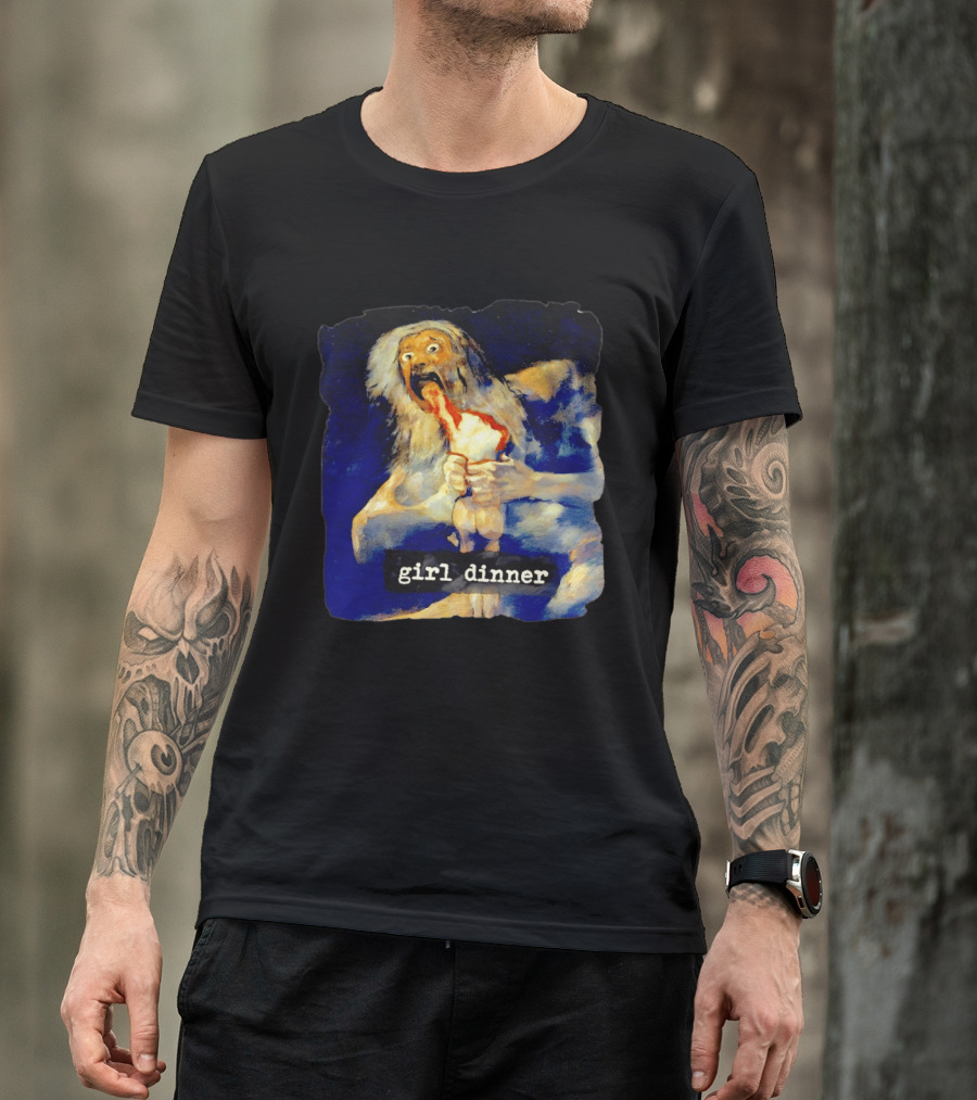 Girl Dinner Goya Painting Dark Academia Spooky Meme Saturn Devouring His Son T-Shirt