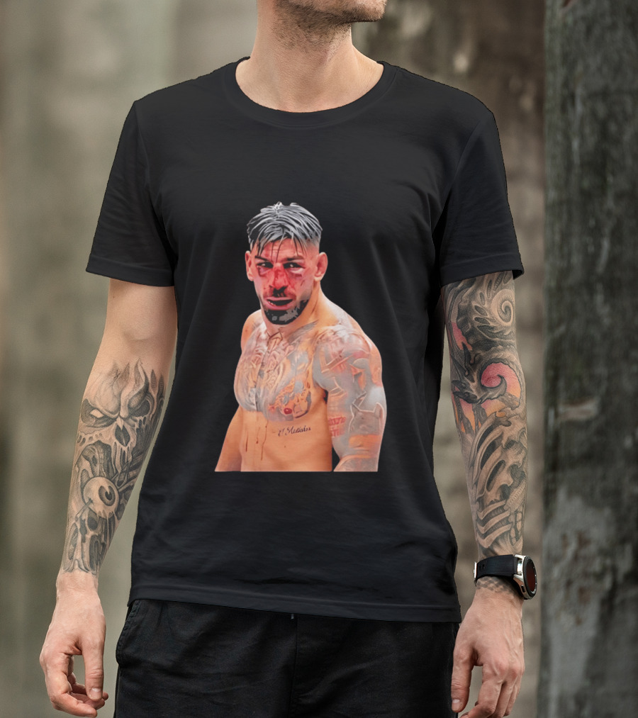 Ilia Topuria MMA Fighter Portrait Bleeding Face T-Shirt