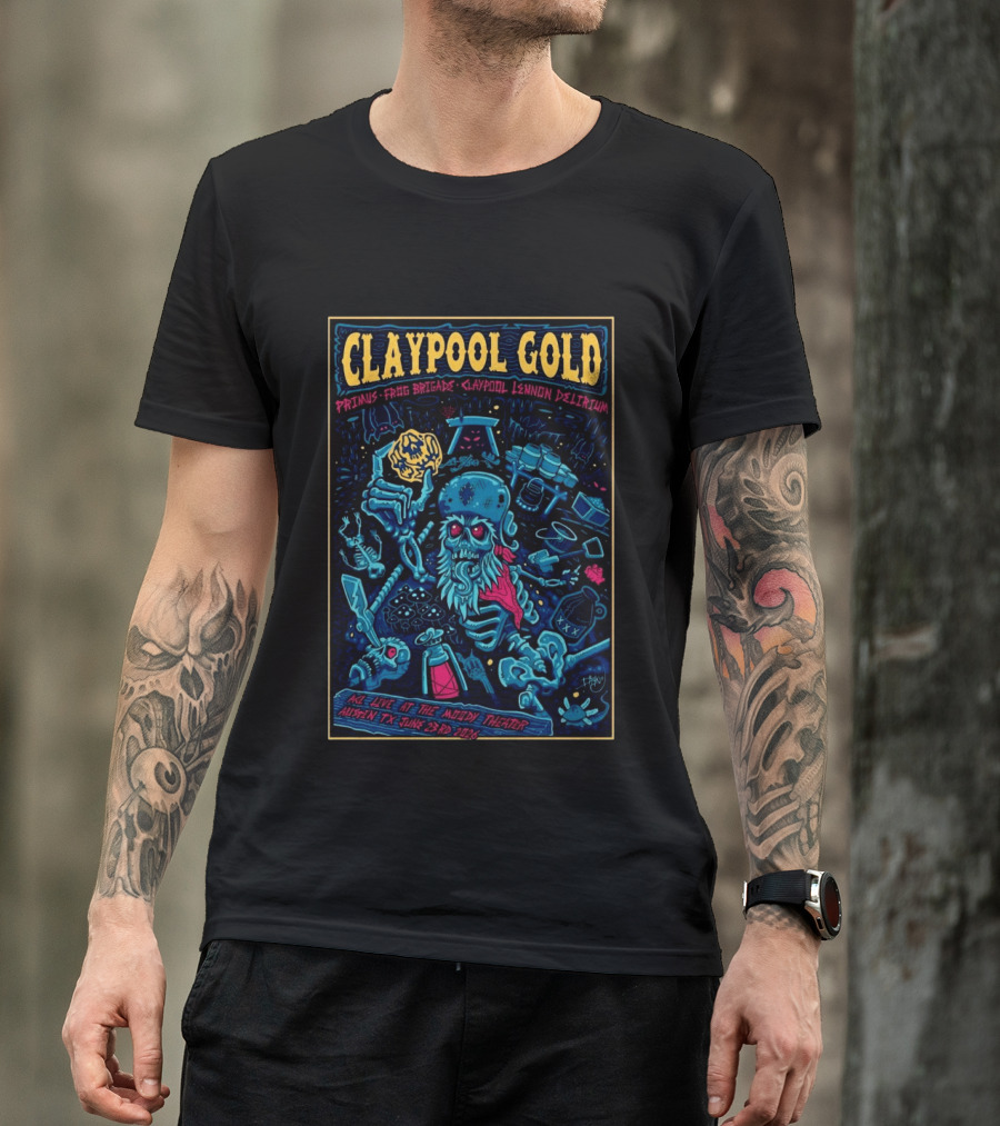 Claypool Gold Primus Frog Brigade Lennon Delirium Live Austin TX June 23 2026 T-Shirt