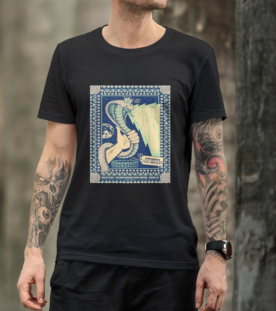 Primus Claypool Lennon Delirium Frog Brigade Tour June 22 2026 Walmart Arkansas Music Pavilion Rogers Cobra Hand T-Shirt