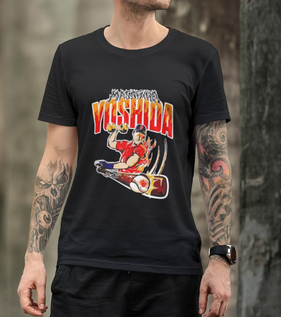 Masataka Yoshida Boston Red Sox MLB Flame Baseball T-Shirt