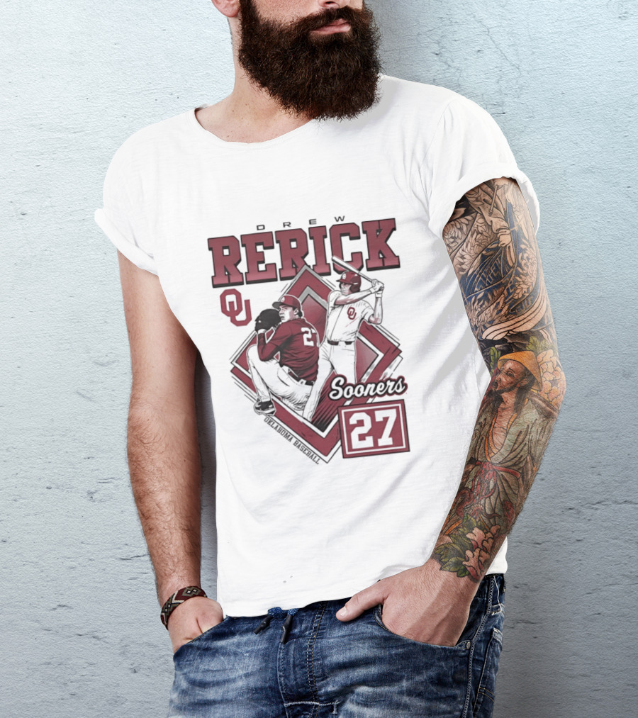 Oklahoma Sooners Drew Rerick Baseball 27 OU T-Shirt