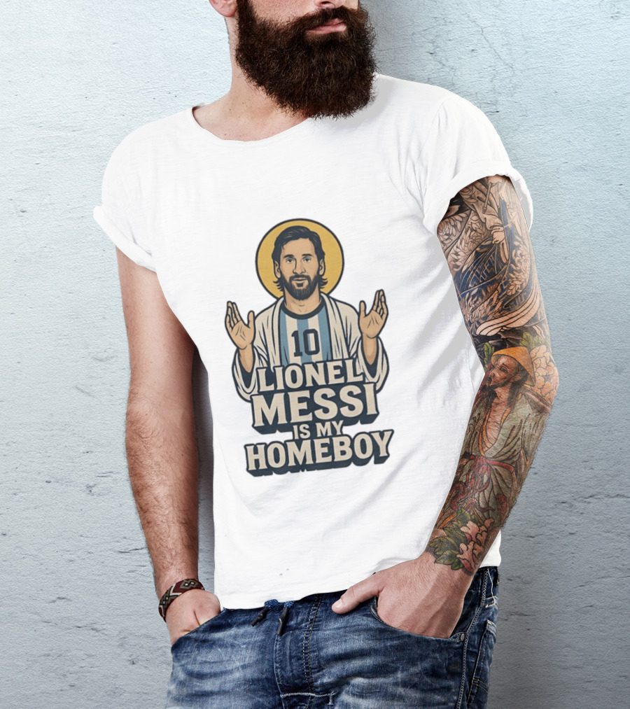 Lionel Messi Is My Homeboy Number 10 Iconic Raised Arms T-Shirt