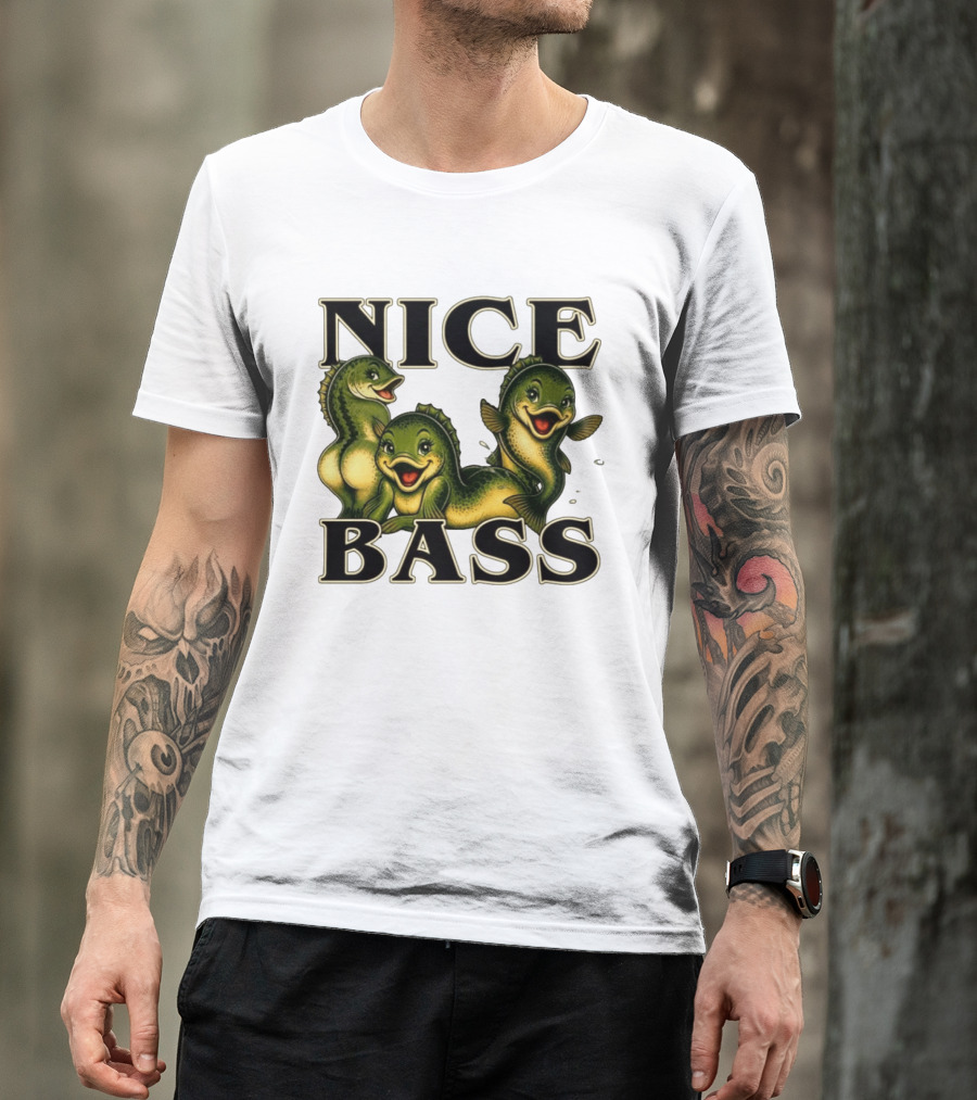 Nice Bass Fishing Pun Angler Humor Trio Fish T-Shirt