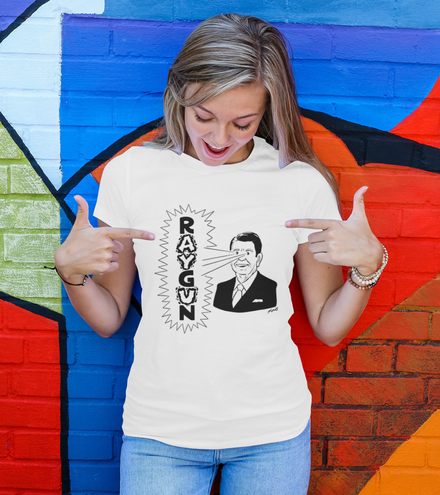 Raygun Ronald Reagan Star Wars SDI Political Satire T-Shirt