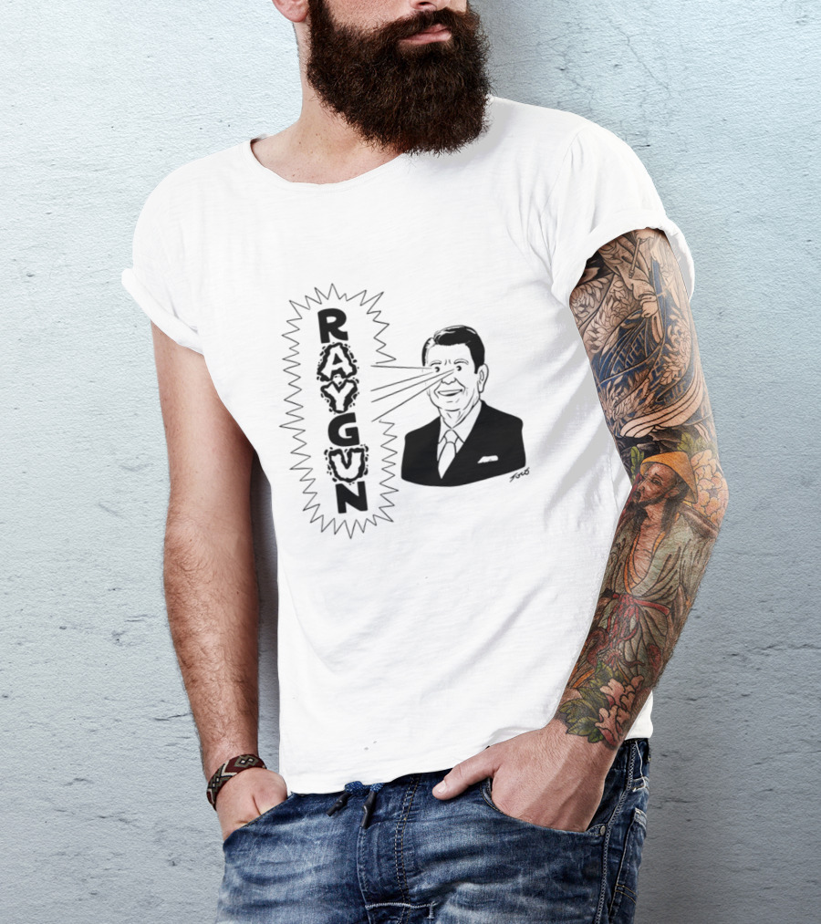 Raygun Ronald Reagan Star Wars SDI Political Satire T-Shirt