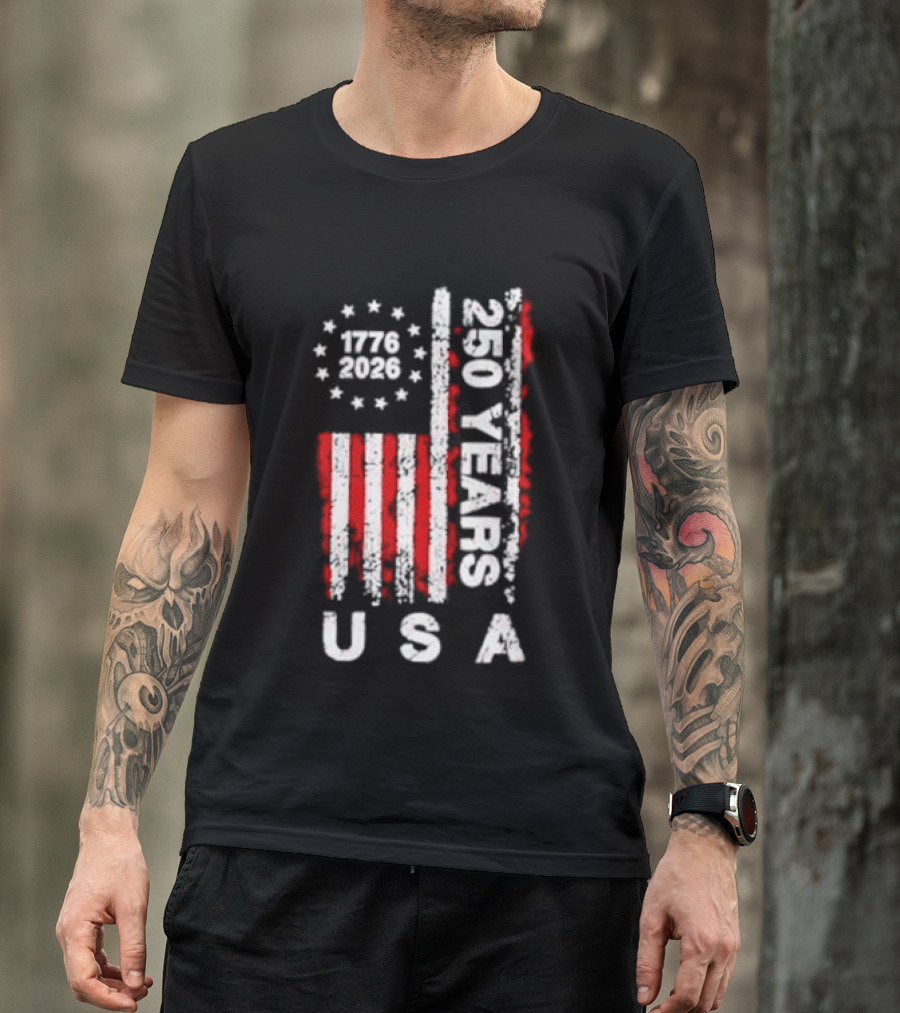 250 Years USA 1776 2026 Flag Stars Stripes Celebration T-Shirt