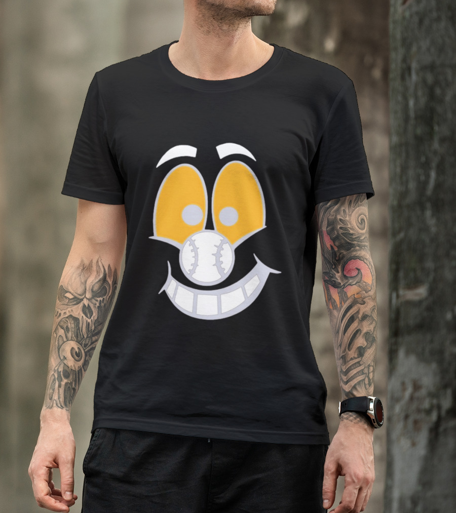 Cartoon Baseball Smile Face With Playful Eyes T-Shirt